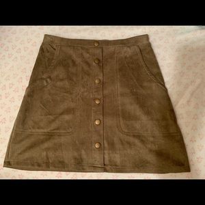 Olive suede skirt
